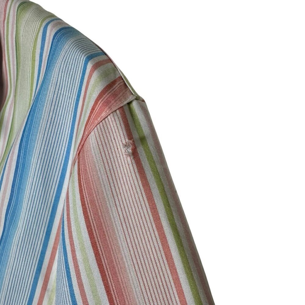 Foxcroft Wrinkle Free Striped 3/4 Sleeve Top Sz 14P Button Cotton Travel *Flaw - Picture 11 of 11